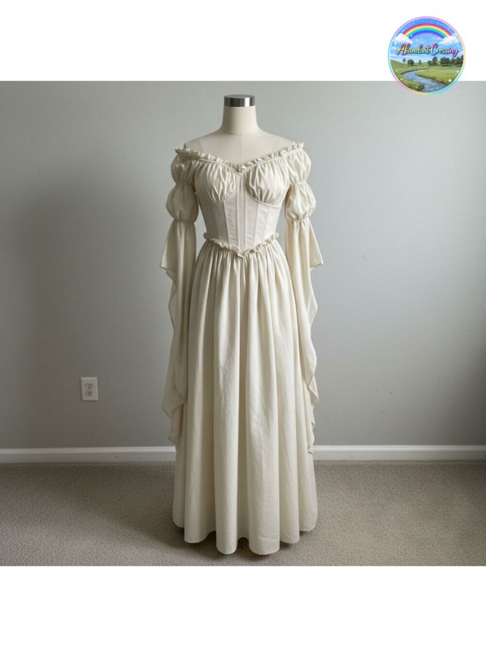 Medieval Renaissance Victorian Costume Dress Women Cotton Blend Corset Waist